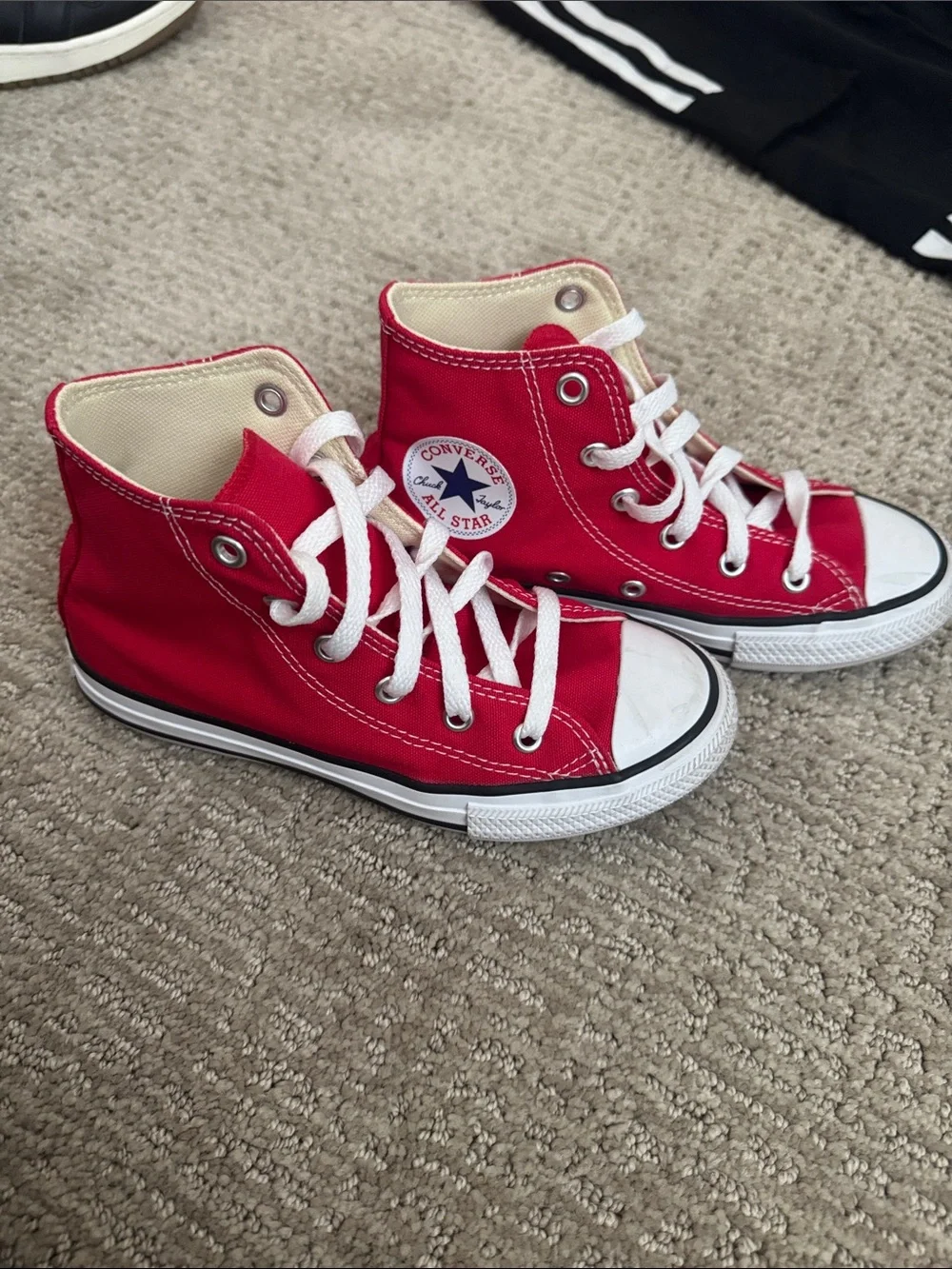 Converse Kids Red High-Top Canvas Sneakers with White Accents